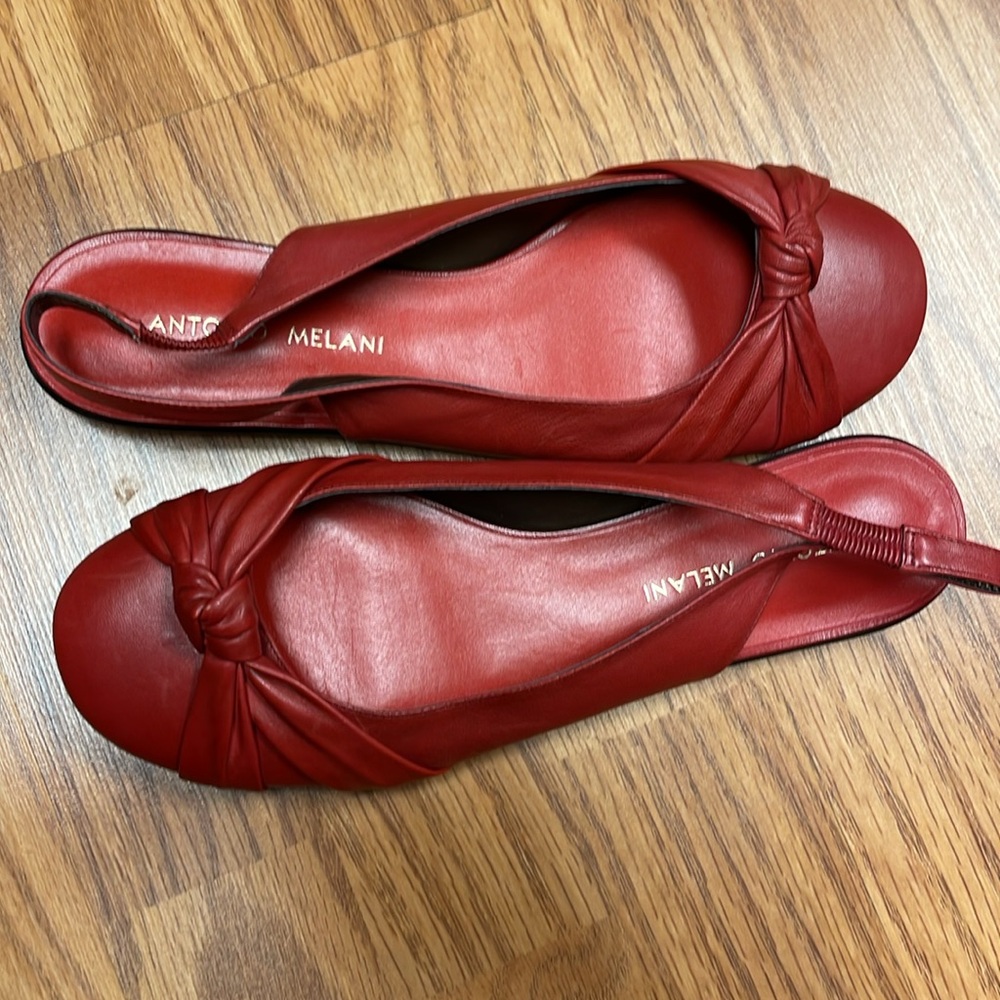 ANTONIO MELANI Red Knotted Slingback Flats - Picture 2 of 7